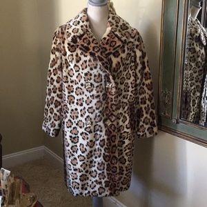 Faux vintage leopard print coat